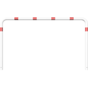 Guard hoop |  76 x 2,6 mm | without cross bar | for casting in concrete | total width: 2500 mm | total height: 1500 mm | hot-dip galvanized and white coatedwith red reflecting stripes